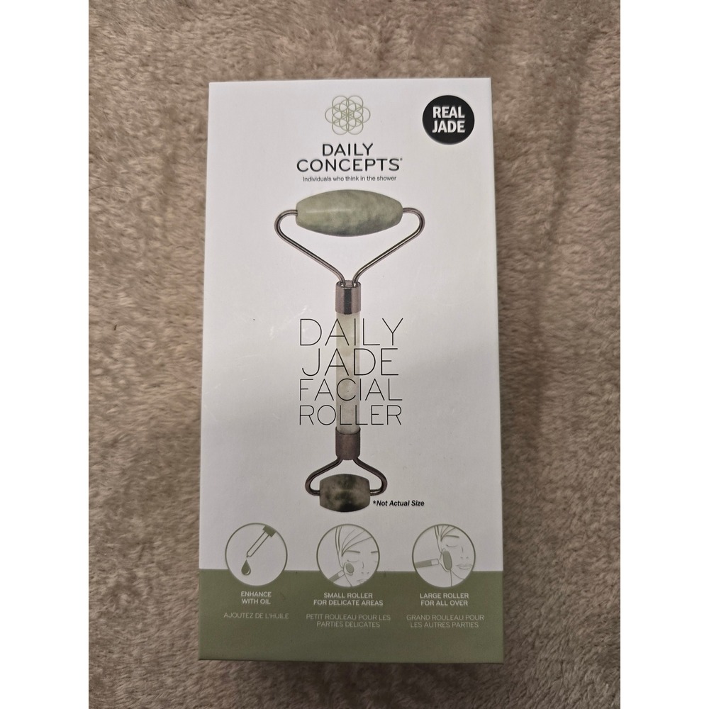 Daily Concepts Daily Jade Facial Roller Real Jade Stone Dual Sided NEW